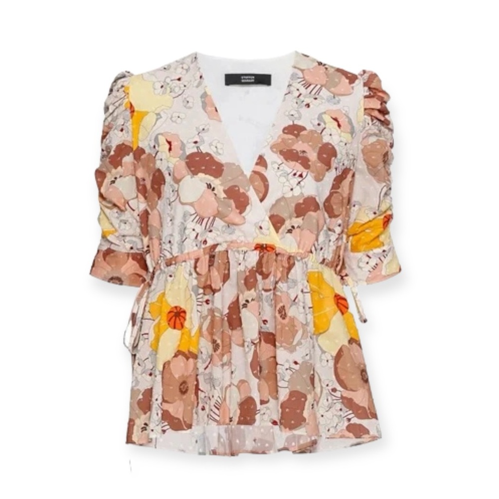 Steffen Schraut Ruffled Peplum Floral Blouse, Size EU 42 EXCELLENT!
